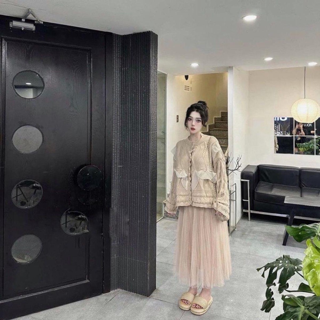 Áo len Be phối tơ bèo dài tay Vivienne