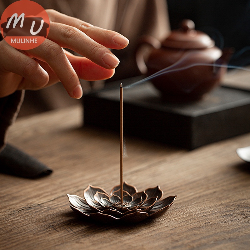 Mulinhe Đế Đốt Trầm Hương Bằng Kim Loại Hình Hoa Sen Phật Giáo Trang Trí Nhà Cửa vn