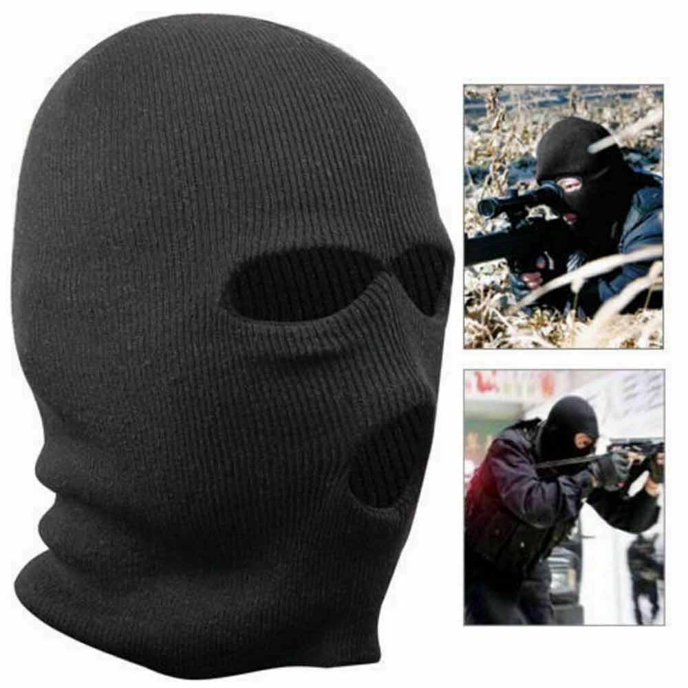 Knit Ski Mask 3 Hole Full Face Cover Adult Embroidered Balaclava Warm Knit Ski Face Cover Thermal Knitted Head Wrap for Men
