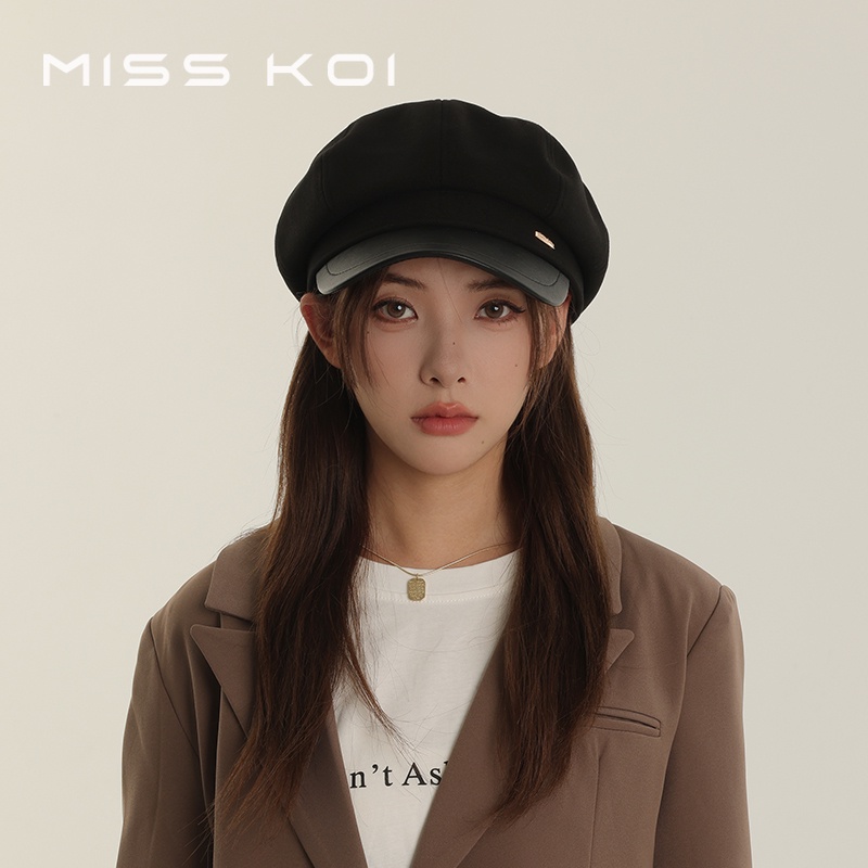 Misskoi  Mũ Nồi Da Màu Đen Phong Cách Nhật Bản Dễ Phối Đồ Cho Nữ