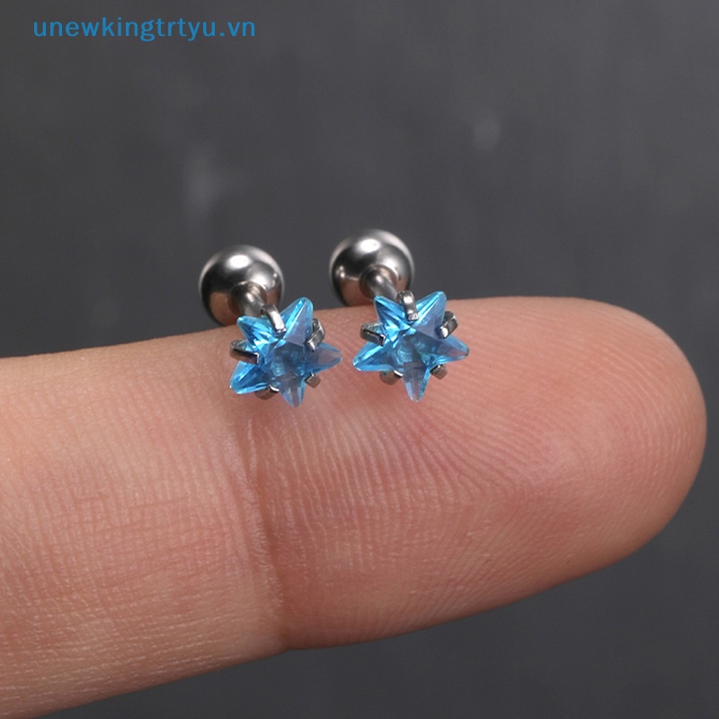 Unewtyu 1 Đôi Khuyên Tai Xỏ Lỗ Bằng Thép Không Gỉ Đính Đá zircon Đơn Giản Thời Trang Cho Nữ vn