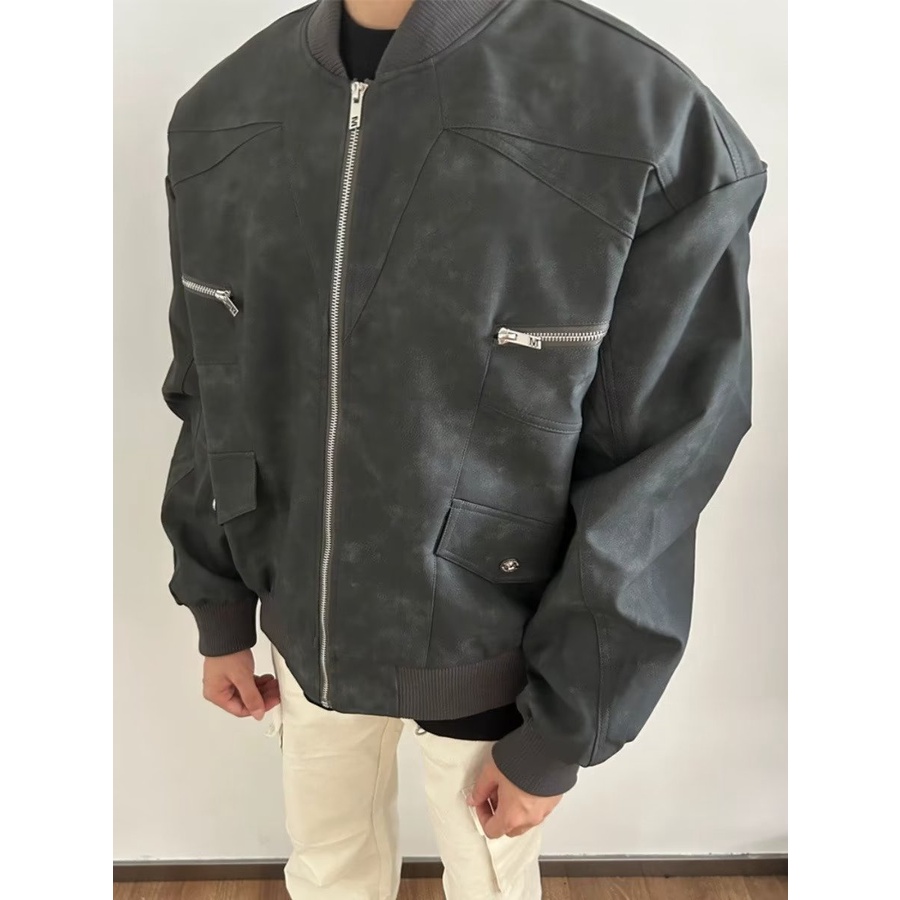 Áo Khoác bomber Da Lộn vintage Mỹ Thời Trang Cho Cặp Đôi