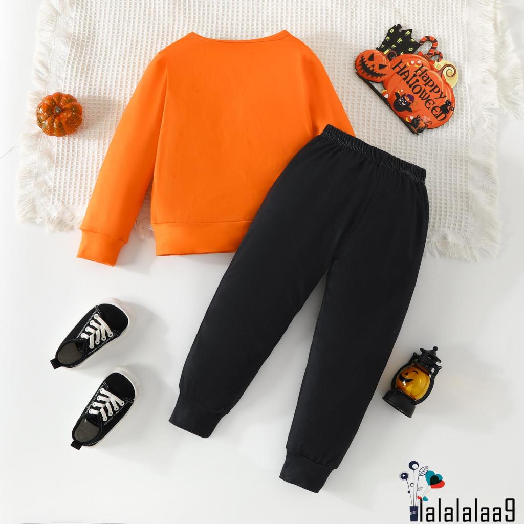 Set Đồ halloween 2 Món Gồm Áo Sweater Tay Dài In Hình Bộ Xương + Quần Dài Cho Bé