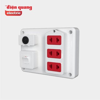 Taplo Điện Quang ĐQ FEP 32W 02S - màu trắng - bảng điện nổi 3 lỗ 2 chấu, 1/2/3 công tắc