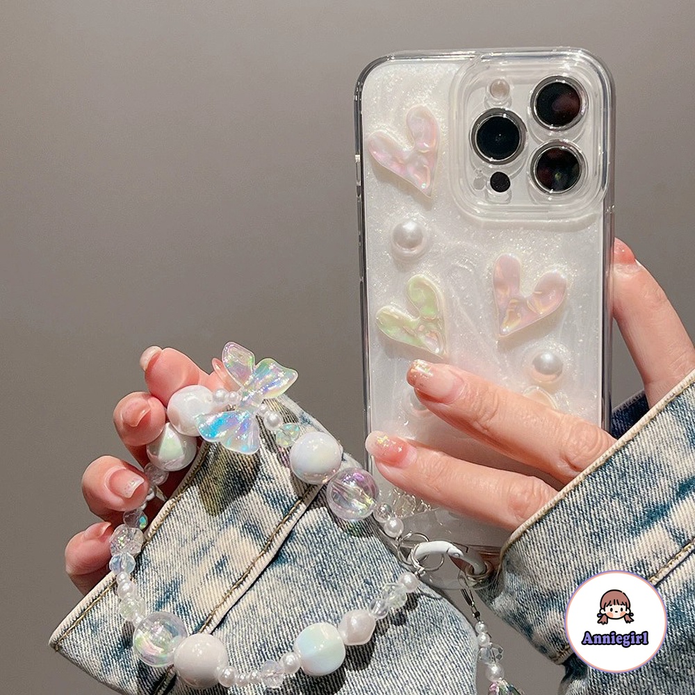 Ốp Điện Thoại acrylic Cứng Có Vòng Tay Ngọc Trai / Trái Tim Cho iphone 11 15 14 pro max 7 8 plus 13 pro max 12 x xs xr