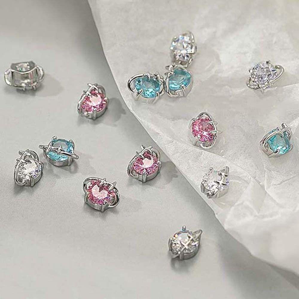 Oceanmap Phụ Kiện Đá Hành Tinh Màu Hồng / Trắng / Xanh Dương / Xanh Dương Trang Trí Móng Tay Ngọt Ngào Cho Nữ diy