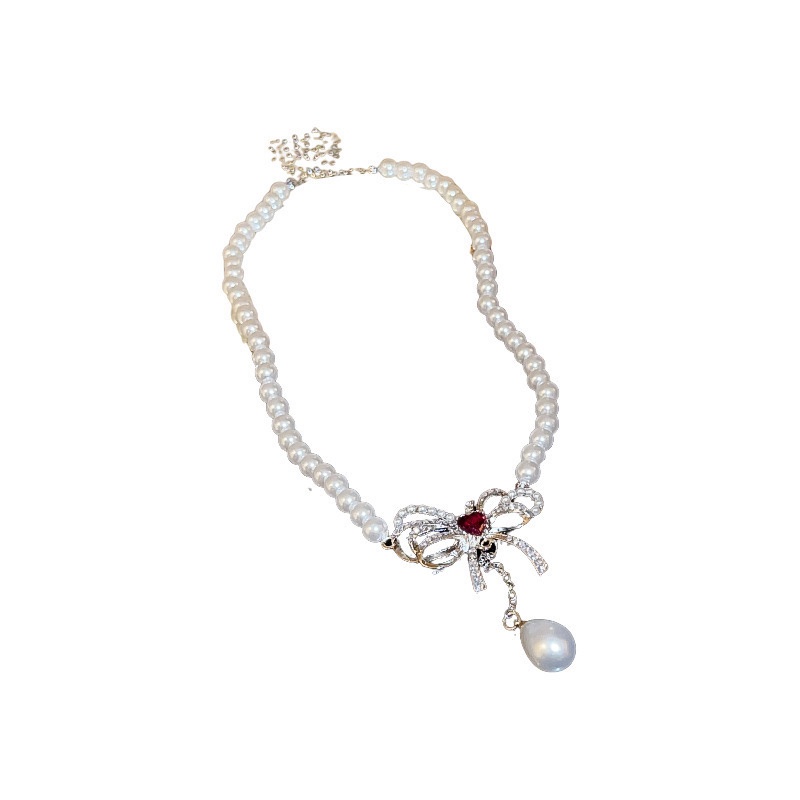 Dây Chuyền Mặt Nơ Đính Ngọc Trai Sang Trọng Cho Nữ