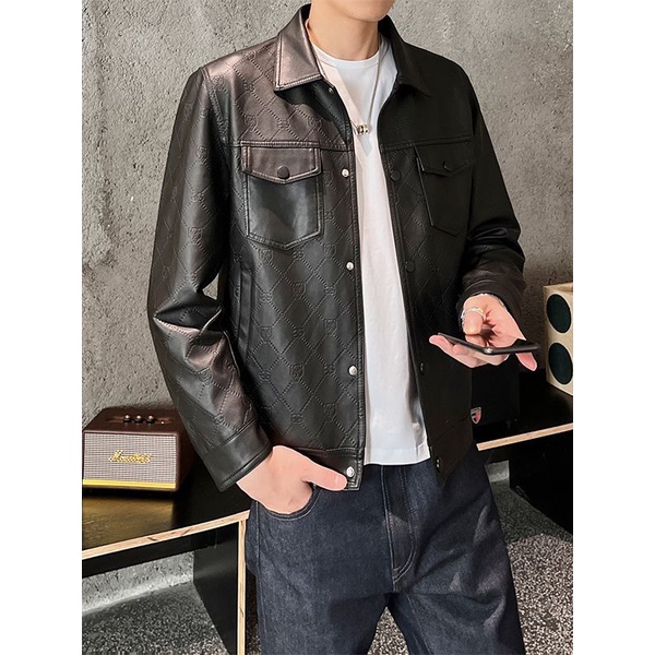 Áo Khoác Da Mỏng In Hình Cá Tính Thời Trang Xuân Thu 2023 Cho Nam