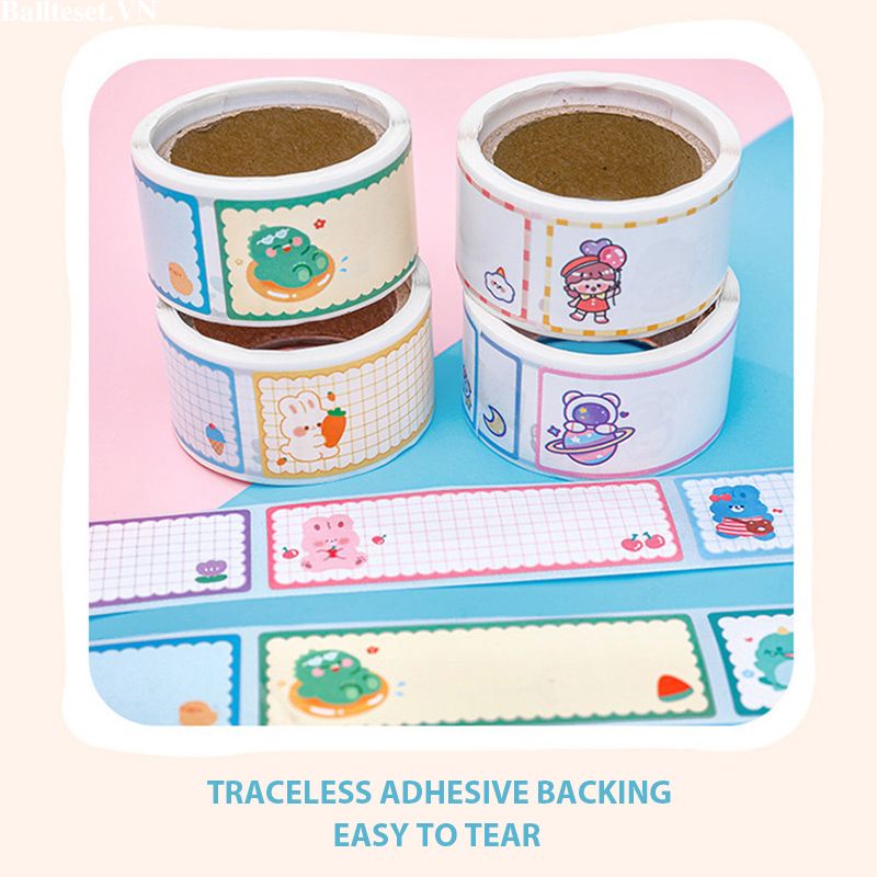 Ballteset💜Set 60 Nhãn Dán Ghi Chú Đa Năng Họa Tiết Hoạt Hình Dễ Thương Cho Học Sinh