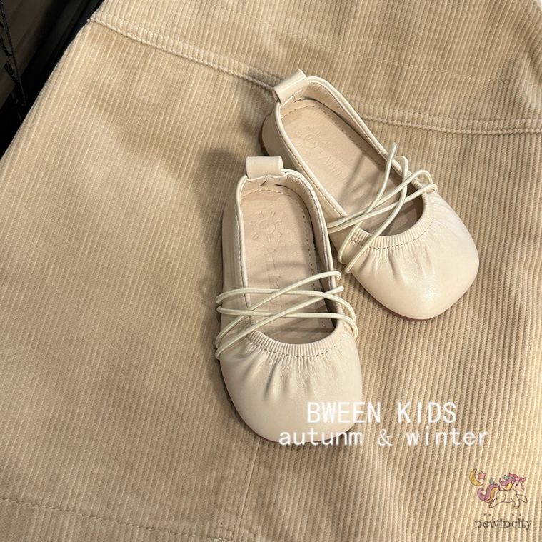 Giày Da Bít Mũi Chống Trượt Phong Cách Hàn Quốc Cho Bé Gái