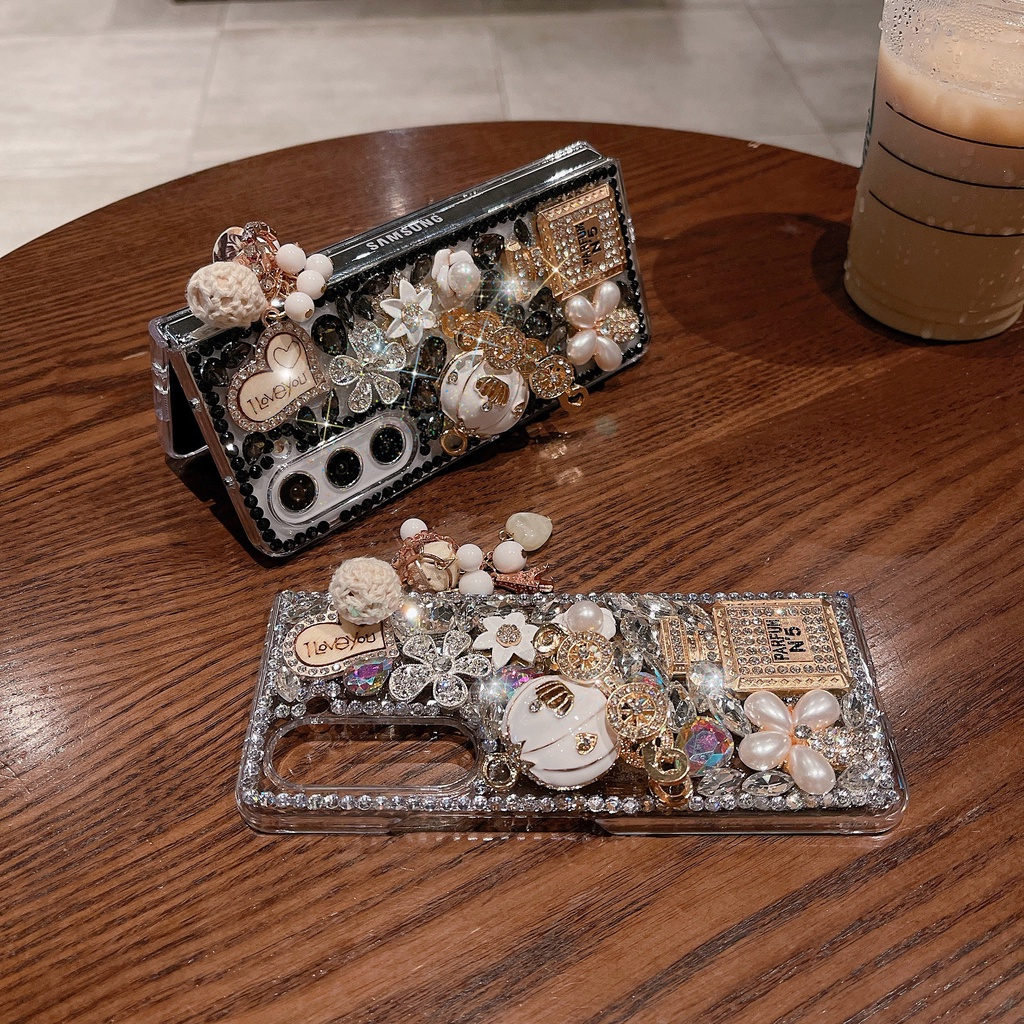 Samsung Ốp Điện Thoại Đính Kim Cương Giả Hình Hoa / Bí Ngô / Đu Đủ Màu Cho galaxy z fold 5 4 3 2 5g