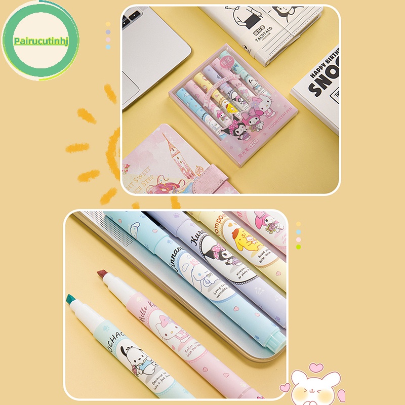 SANRIO Parucutin Hộp 6 Bút Màu Đa Năng Dễ Thương Cho Nữ