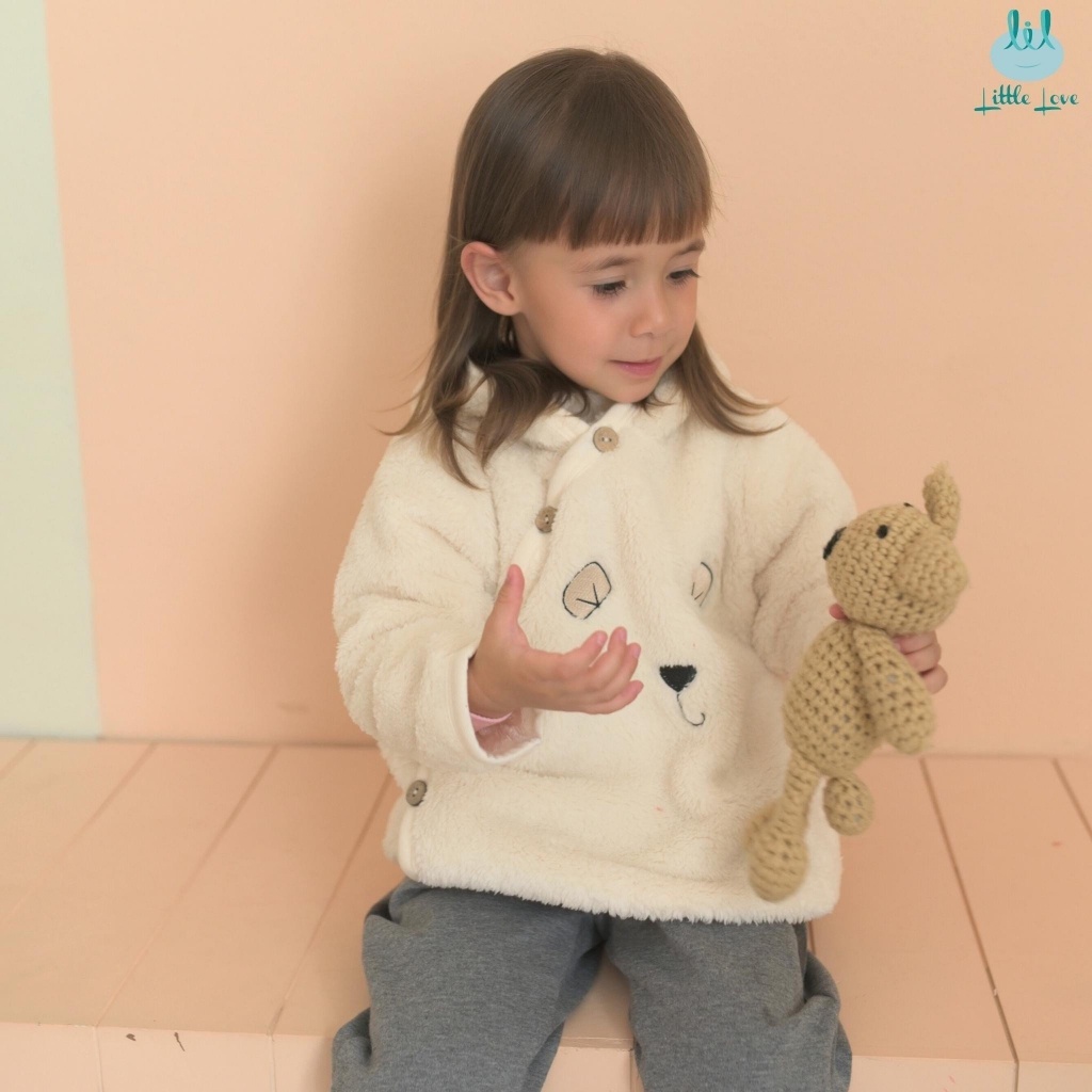 Áo khoác lông có mũ cho bé hãng Little Love - Lil dày dặn ấm áp cho bé từ 6 tháng đến 4 tuổi