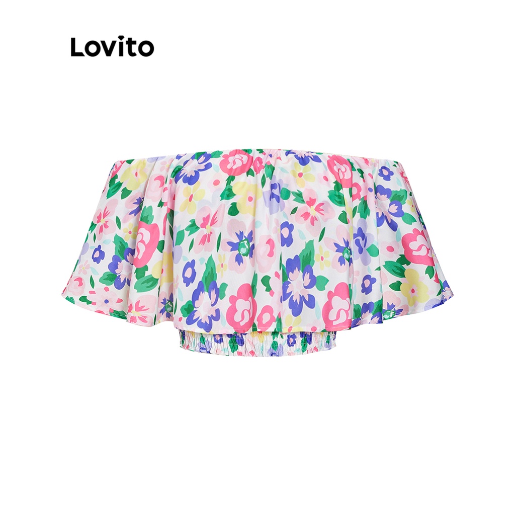 Lovito Áo kiểu Boho Ditsy xếp nếp họa tiết hoa cho Nữ L56ED025 (Nhiều Màu)