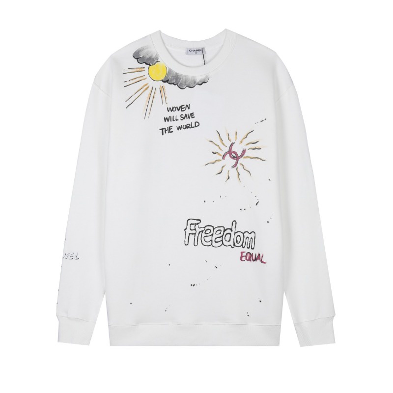 Áo hoodie Cổ Tròn Họa Tiết Vẽ Tay 23ss Thời Trang Cho Nam Nữ