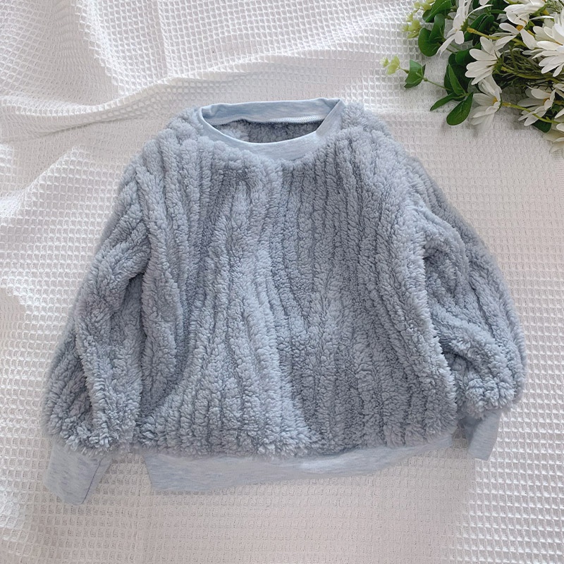 Momo Áo sweater Vải Nhung Ấm Áp Màu Trơn Phong Cách Hàn Quốc Thời Trang Thu Đông Cho Bé