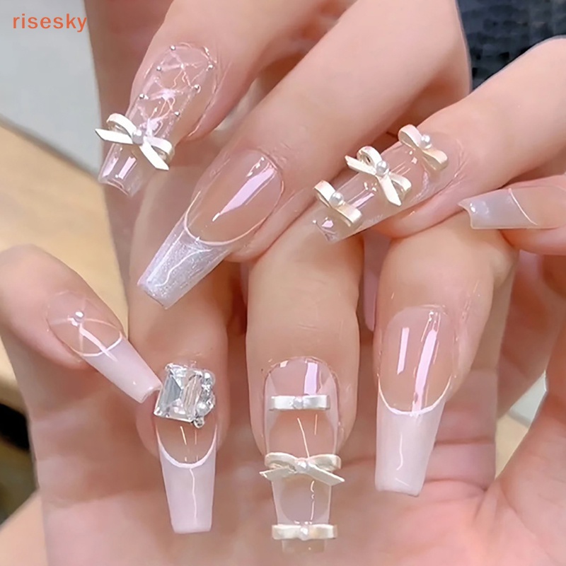 Set 10 Phụ Kiện Nơ Trang Trí Móng Tay Nghệ Thuật Múa Ba Lê Bằng Hợp Kim 3d Xinh Xắn