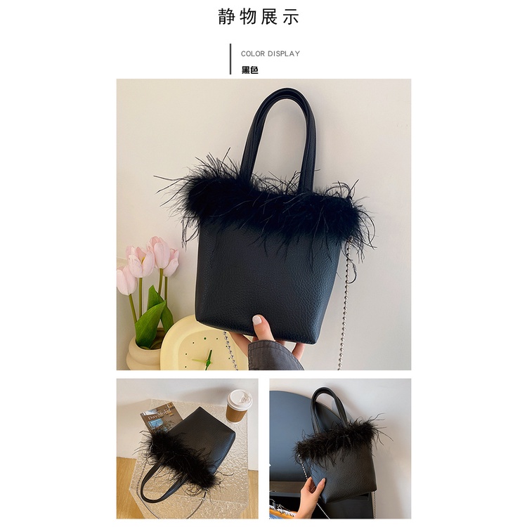 Túi Đeo Chéo Vai Bằng Vải Lông Thời Trang Thu Đông 2023 Kiểu Mới Cho Nữ