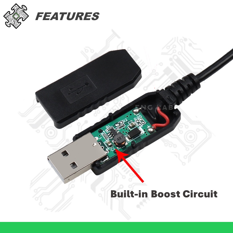 ENGLAB★Dây Cáp Tăng Cường usb Từ 5v Sang 8.4v / 9v / 12v