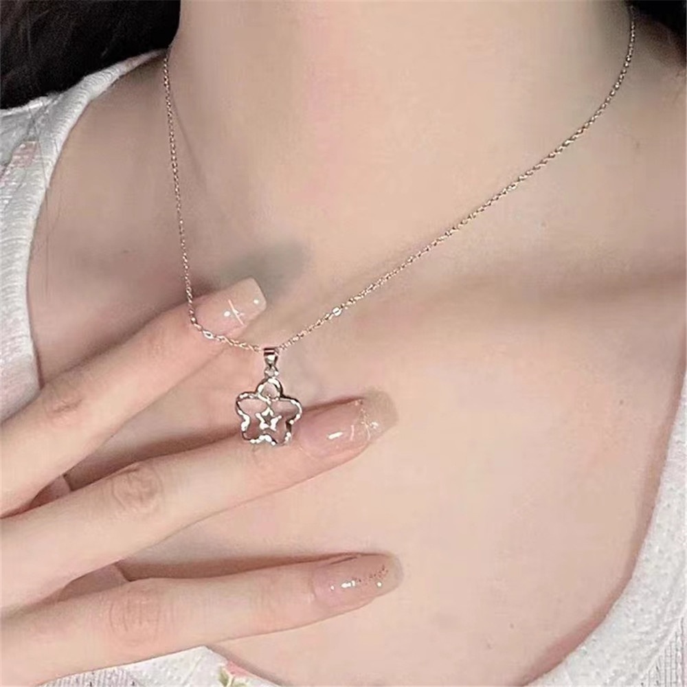 Vòng cổ s925 Mặt Hình Hoa Và Ngôi Sao Thời Trang 2023 Sang Trọng Cho Nữ
