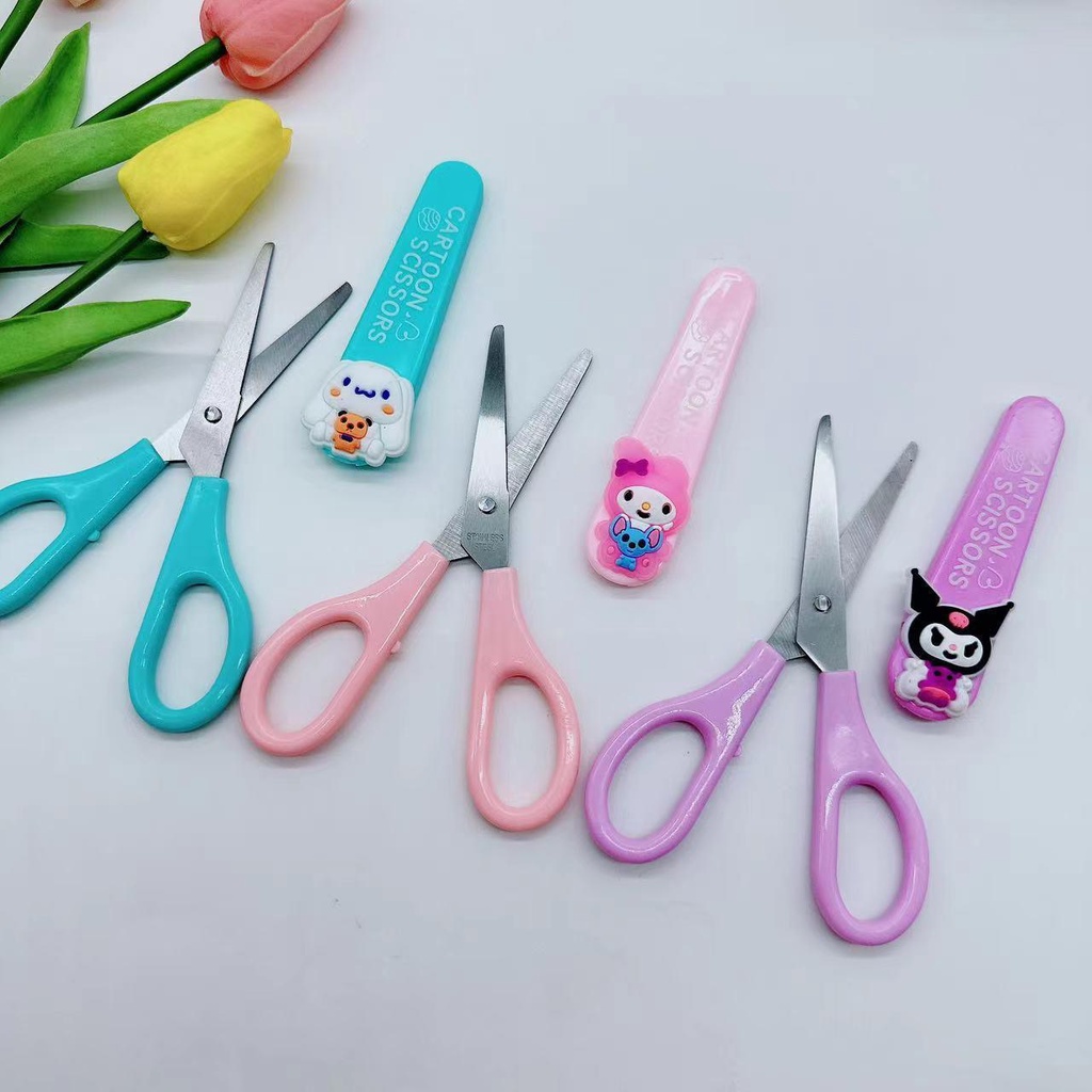 Sanrio Kéo Cắt Giấy Thủ Công Bằng Silicon Họa Tiết Hoạt Hình kuromi melody xiaobai Dễ Thương Cho Bé diy