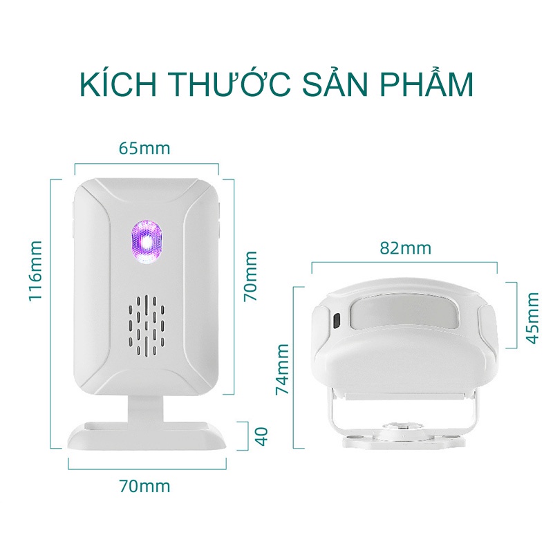 Khách hộ gia đình Chuông Báo Khách, Báo Động Hồng Ngoại Không Dây Cao Cấp , Chuông Báo Động Có 5 Chế Độ Báo - NBMLQ