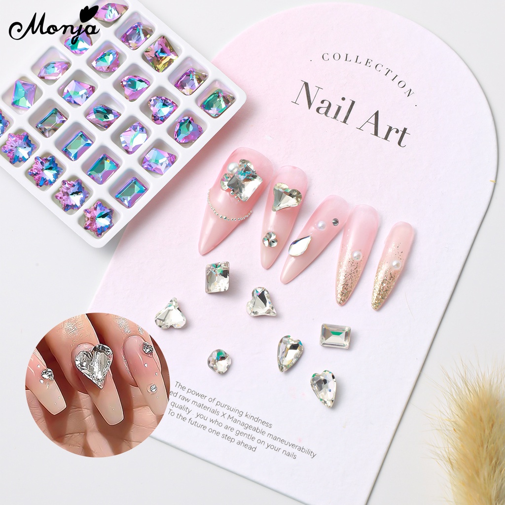 Monja Set 25 Hạt Pha Lê 3d Lấp Lánh Trang Trí Móng Nghệ Thuật
