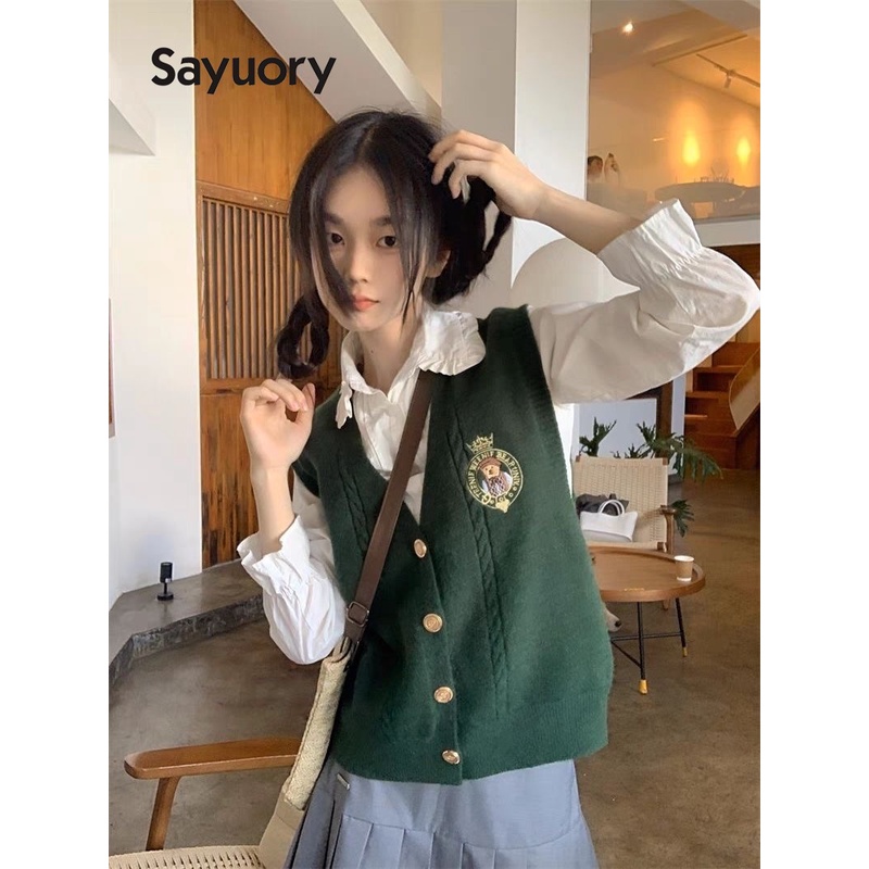 Áo Dệt Kim Sát Nách Thêu Hình Gấu Thời Trang 2023 Cho Nữ