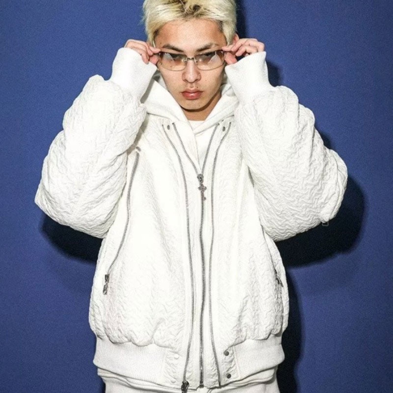 YOUTANG Áo Khoác bomber Dáng Rộng Có Khóa Kéo Phong Cách retro Mỹ Cho Nam Nữ