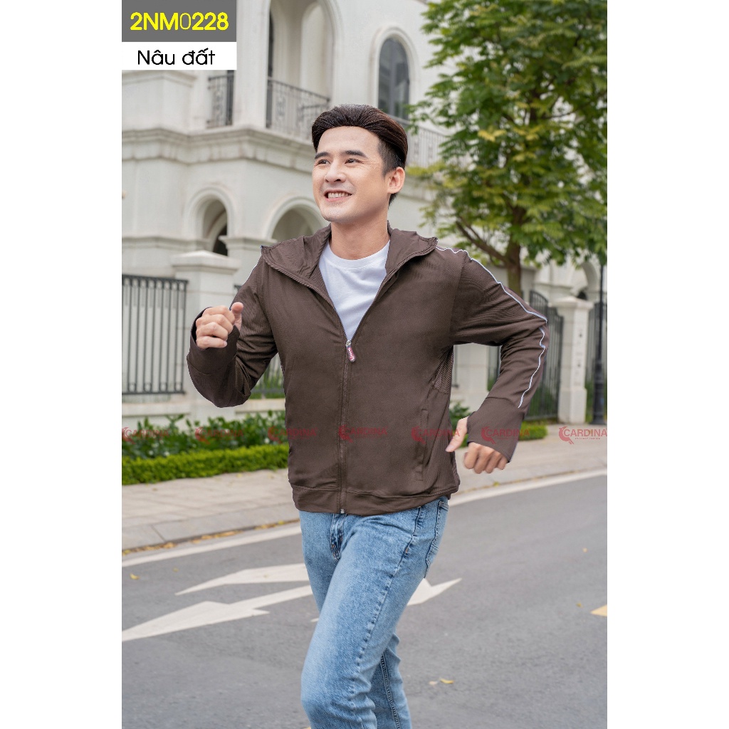 Áo chống nắng nam 𝗖𝗔𝗥𝗗𝗜𝗡𝗔 2 lớp chất thun lạnh cao cấp viền thể thao chống tia UV , Áo khoác phong cách 2NM02.