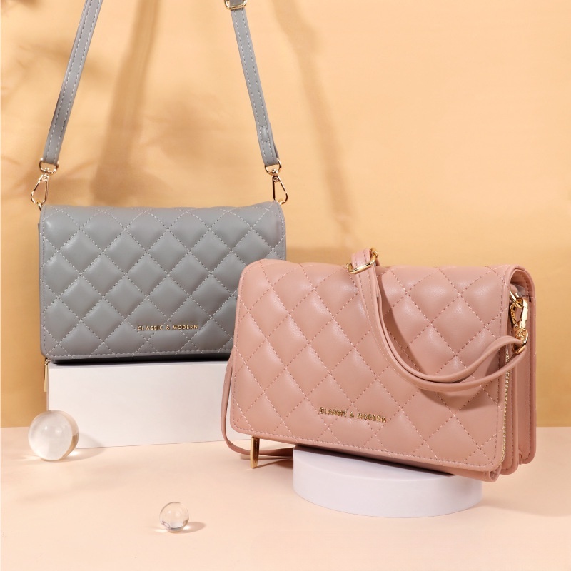 Ielgy Túi Đựng Điện Thoại Đeo Chéo Vai Họa Tiết Thêu Hình Thoi Thời Trang Cho Nữ