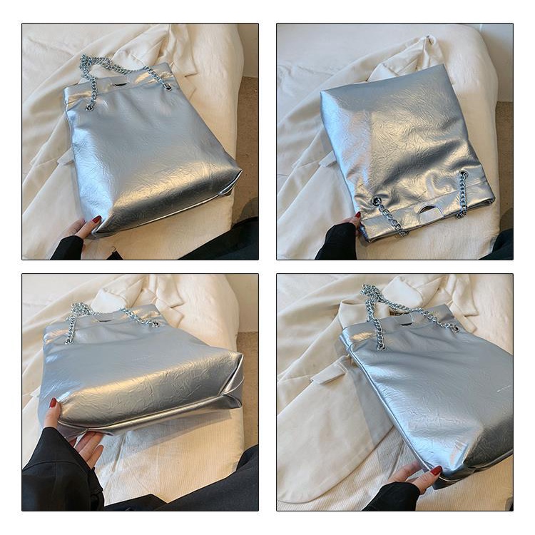 Túi Xách Da pu Cỡ Lớn Phối Dây Xích Thời Trang 2023 Cho Nữ