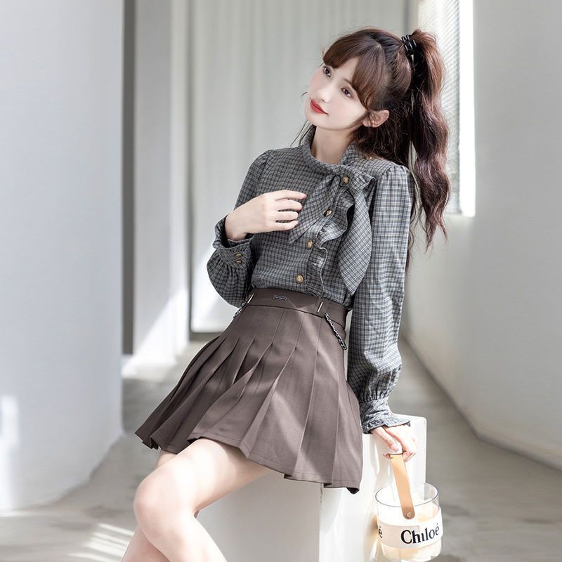 Áo Sơ Mi Tay Phồng Họa Tiết Kẻ Sọc Thời Trang Mùa Thu 2023 Mới Cho Nữ