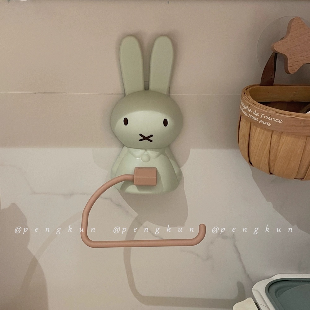 Dễ Thương Móc Treo Cuộn Khăn Giấy Vệ Sinh Hình Thỏ Màu Tương Phản Sáng Tạo Không Cần Khoan Lỗ Cho Nhà Bếp Nhà Tắm
