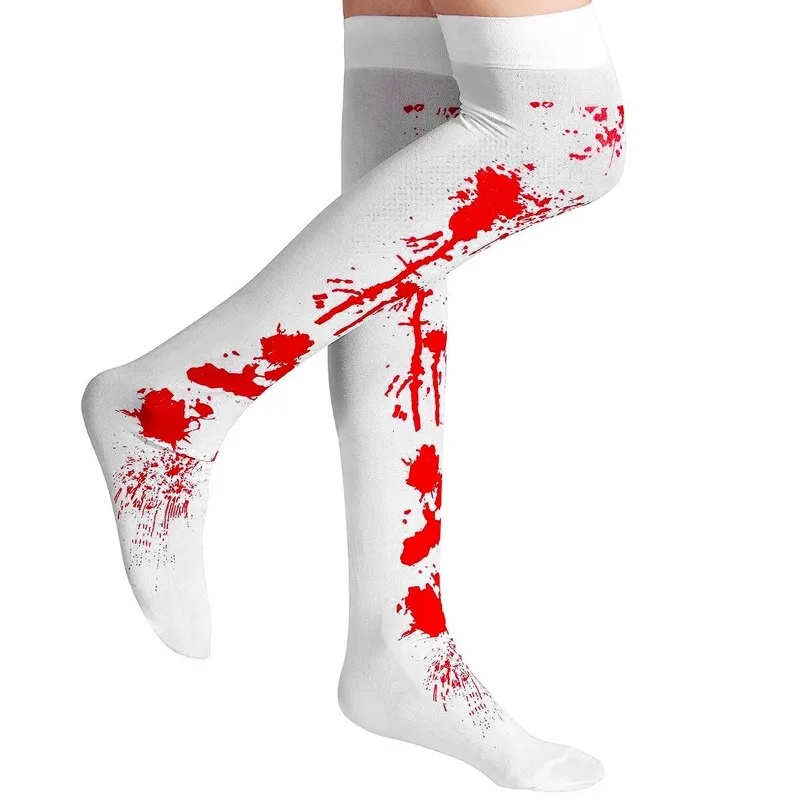 Set 2 Đôi Găng Tay / Vớ Cao In Hình Máu Kinh Dị Hóa Trang halloween