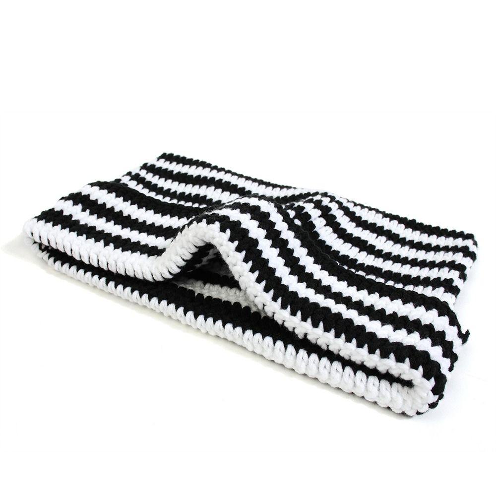 Muvako Mũ Len beanie Nhật Bản Kẻ Sọc Ngang Đính Tai Mèo Dễ Thương Phong Cách gothic punk Giữ Ấm Đơn Giản y2k unisex