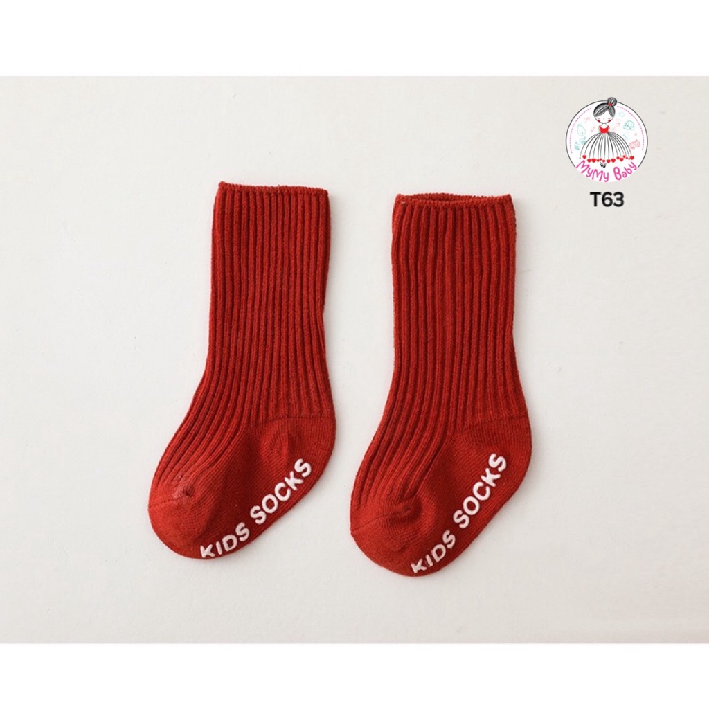 Tất trơn nhiều màu thun gân đế chống trượt từ 0-24 tháng