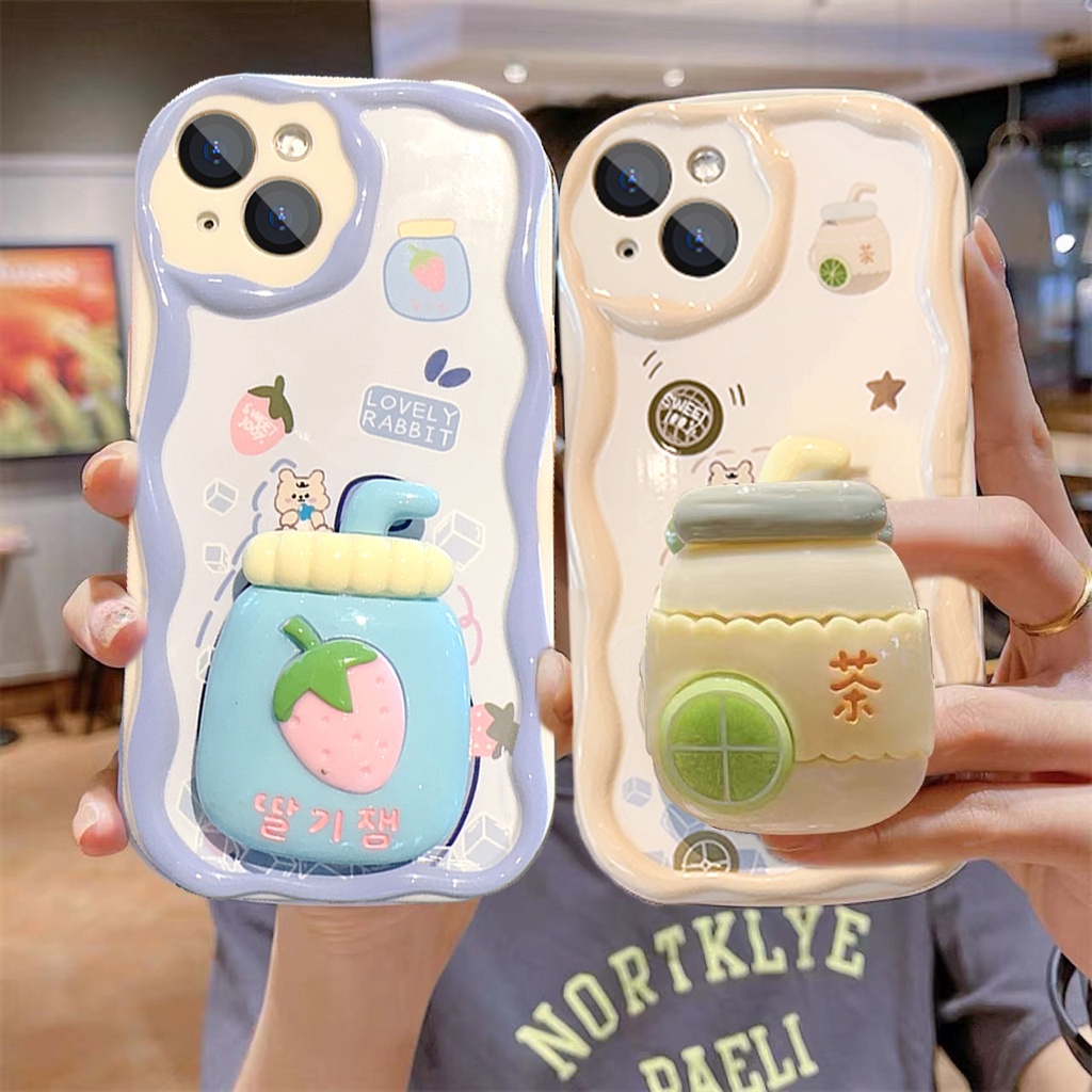 Ốp Điện Thoại Có Túi Khí Hình Gấu / Thỏ / Dâu Tây 3d Kèm Giá Đỡ Cho xiaomi poco x3 x4 x5 nfc gt f3 m4 m3 redmi note 12 Pro