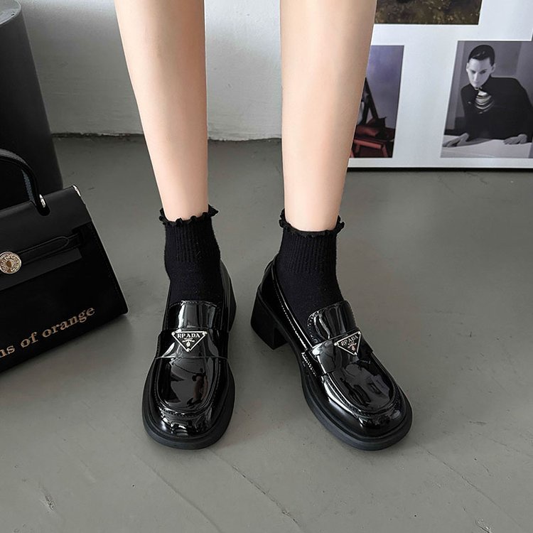 Giày Lười Da pu Mũi Tròn Phong Cách Anh Quốc Thời Trang Cho Nữ