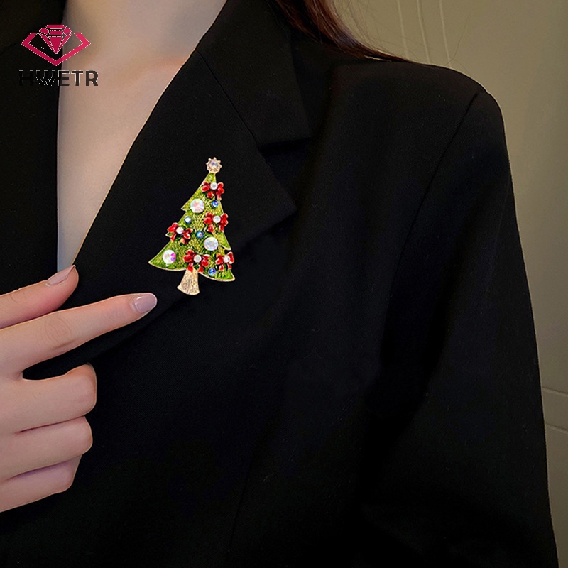 Trâm Cài Áo Hình Cây Thông Đính Đá Thời Trang Cho Nữ Mới