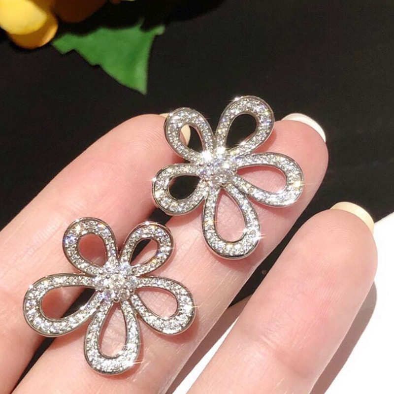 Khuyên Tai Hoa Hướng Dương Năm Cánh Đính Đá Thời Trang Cao Cấp Phong Cách Hàn Quốc