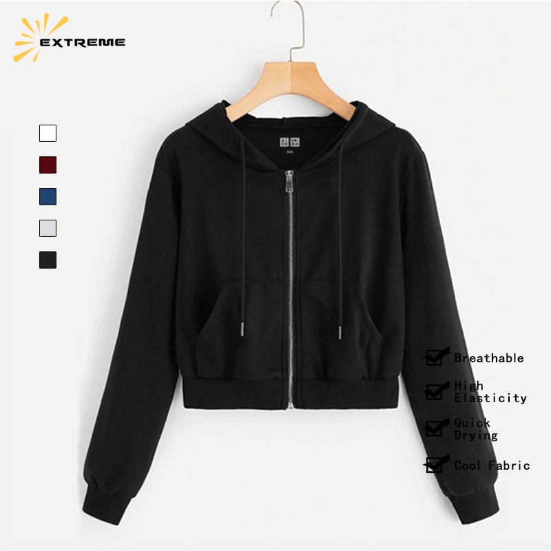 Áo Khoác Croptop Nỉ Nữ Form Hoodie Zip Lót Nỉ Lông Thiết Kế Dây Đai Đuôi Áo Zg0912