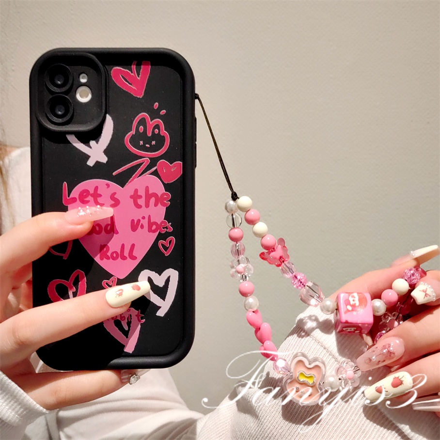 Ôp Điện Thoại Silicon Dẻo Họa Tiết Trái Tim Màu Hồng Cho iphone 15 14 13 12 11 pro max x xr xs max 8 7 6s plus se 2020