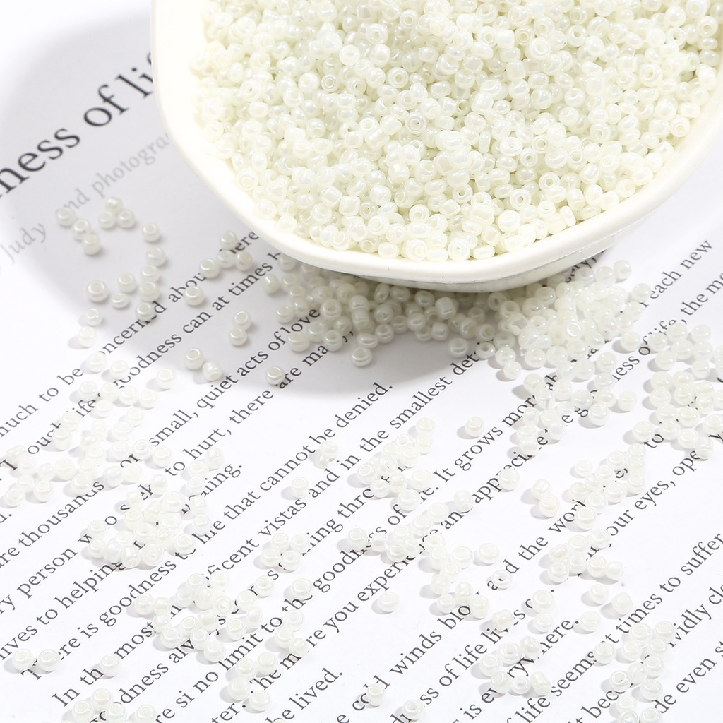 Set 500 / 250 Túi Hạt Thủy Tinh Màu Kem 2mm / 3mm Làm Trang Sức Thủ Công diy