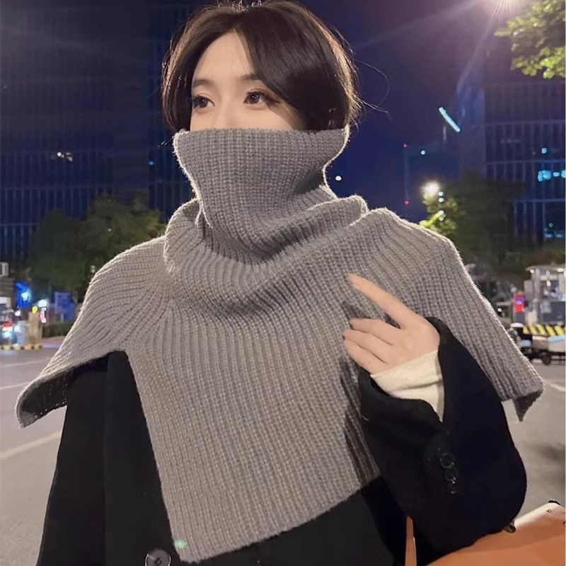 Khăn Choàng Cổ Bằng Len Dệt Kim Giữ Ấm Chống Lạnh Xẻ Tà Thời Trang Thu Đông Phong Cách Hàn Quốc Cho Nữ