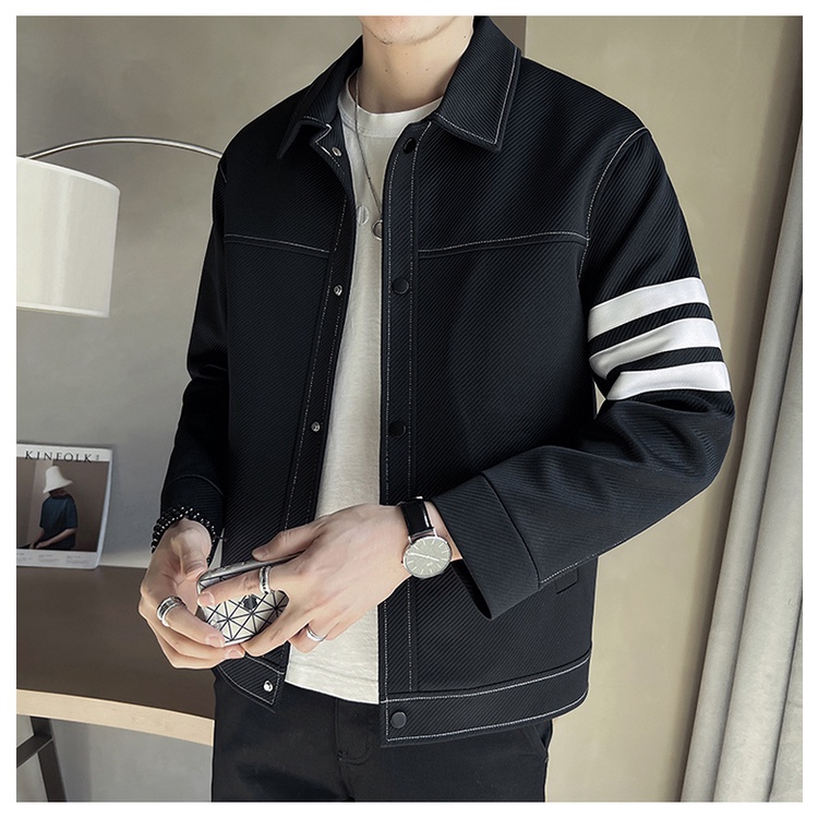 Áo Khoác Họa Tiết Kẻ Sọc Phong Cách Đường Phố Thời Trang Xuân Thu 2023 Mới Cho Nam