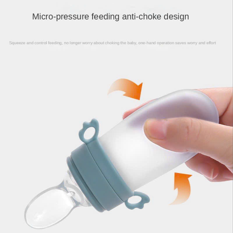 Bình ăn dặm silicon 2 đầu thay Muỗng và Núm Nhai kèm hộp nhựa cho bé CarynShop