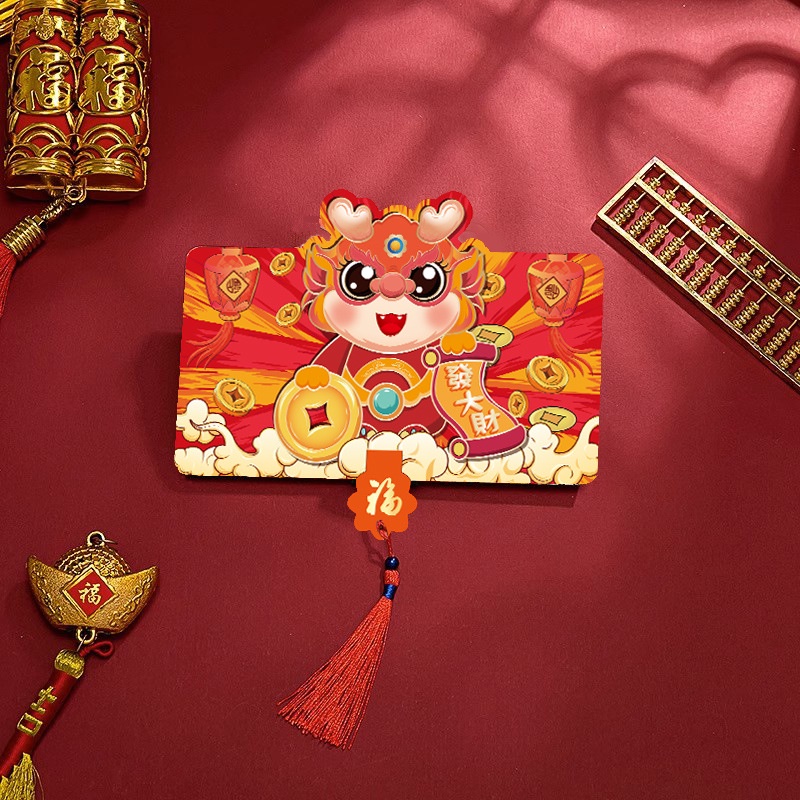 Bao Lì Xì Năm Mới 2024 2/ 6/10 Hình Rồng Đỏ May Mắn Phong Cách Trung Hoa Màu Đỏ In Hình Rồng Xinh Xắn