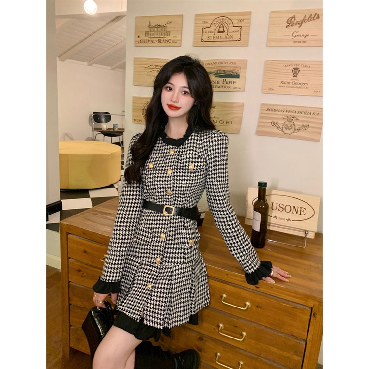 Plus Đầm Ngắn Dáng Ôm Phong Cách Pháp Thời Trang Mùa Thu Cho Nữ