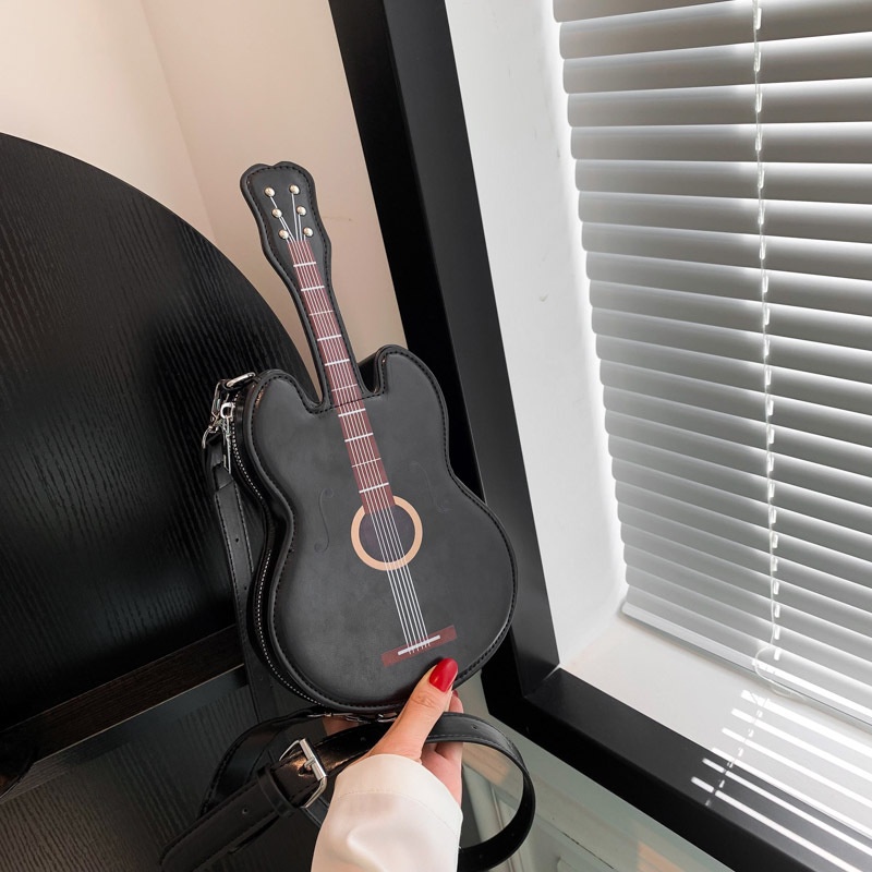Túi Đeo Chéo Ngực Phong Cách Phương Tây In Họa Tiết Đàn guitar Vui Nhộn Thời Trang Cho Nữ